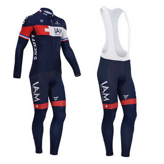 2015 Maillot iam Tirantes Mangas Largas Azul